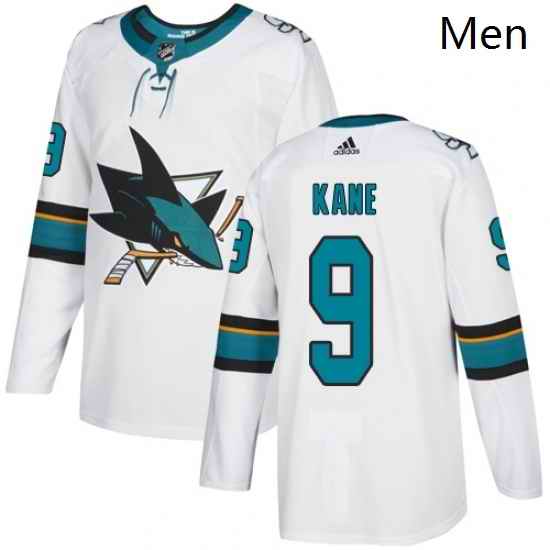 Mens Adidas San Jose Sharks 9 Evander Kane Authentic White Away NHL Jersey